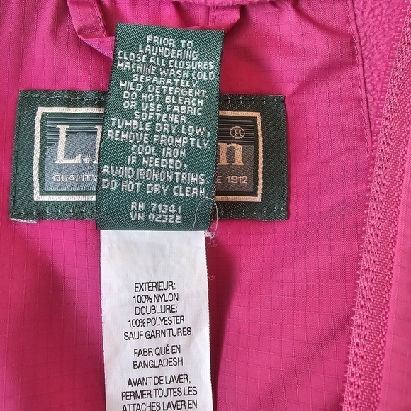 L.L.Bean Pink Jacket, Light Fleece Lining, Size Small (Women) Large (Girl) - Picture 12 of 15